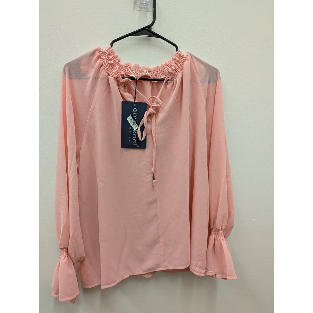 Anna-Kaci California Women’s Pink Peasant Blouse Bell Sleeve Boho Top Size M NWT